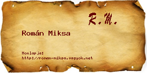 Román Miksa névjegykártya